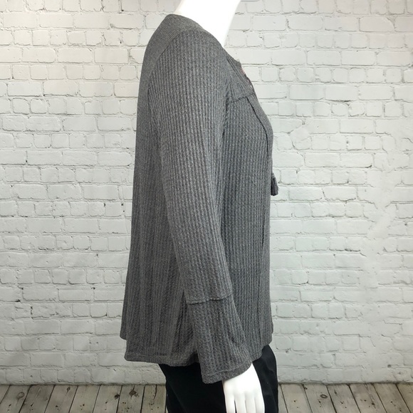 XXL 1X Style & Co Gray Thermal Boho Top Plus Size - Picture 4 of 5